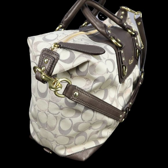 COACH Tote Bag Brown & Beige Signature COACH Logo Canvas, LIKE NEW - Picture 6 of 9
